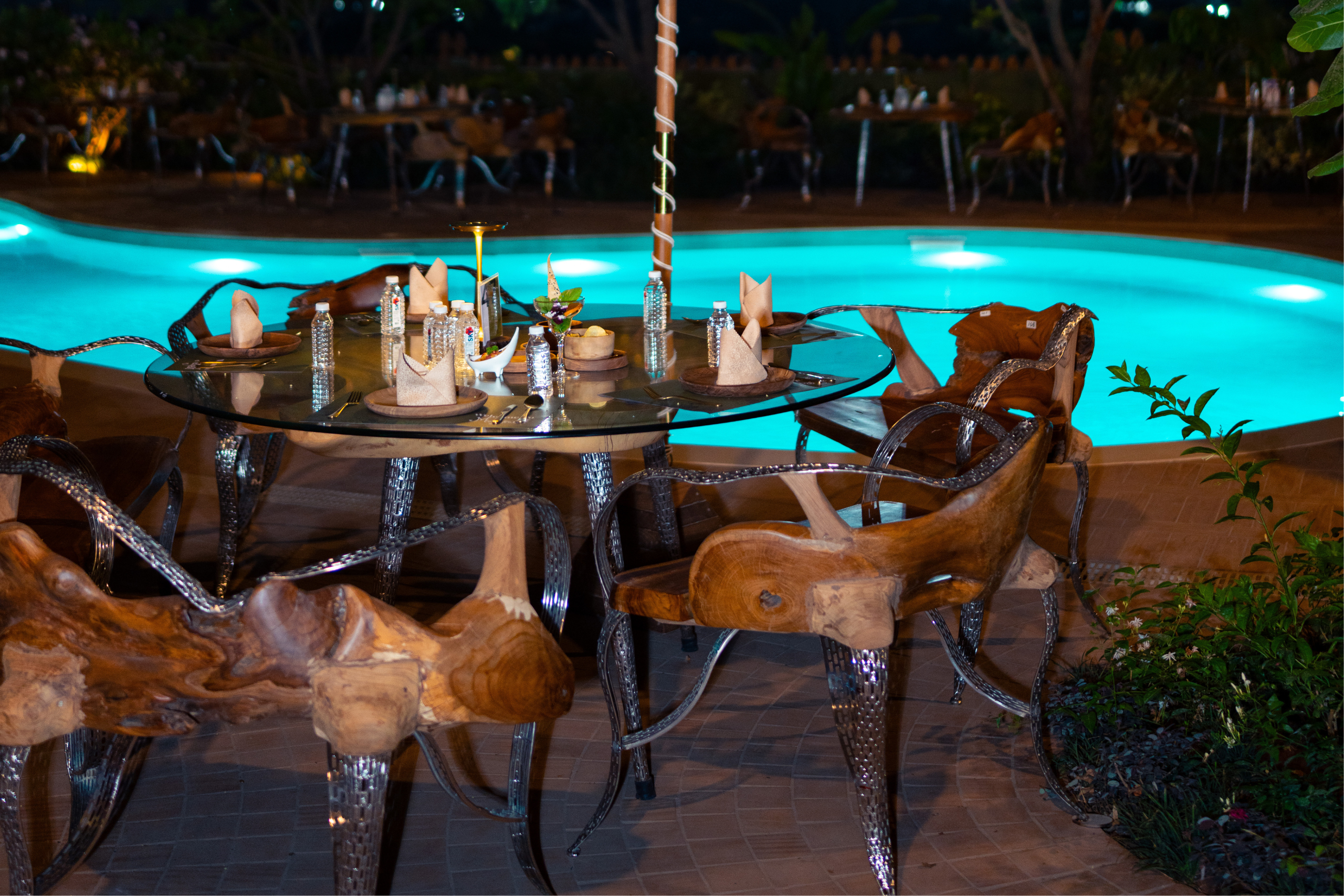 Pool Side table in De lush hotel